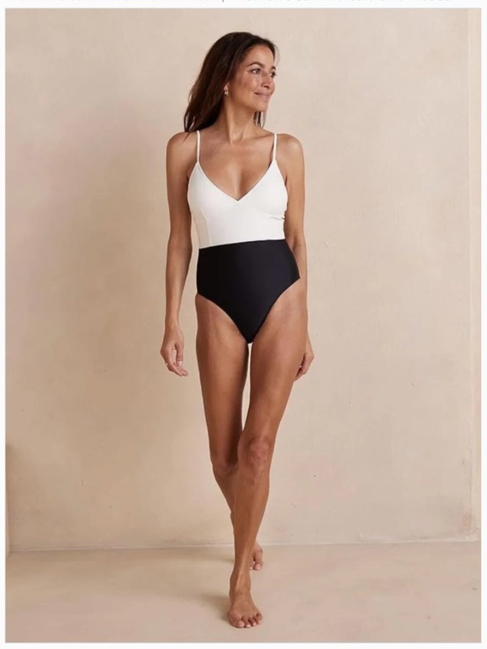 NWT Summersalt New Wave One Piece Swimsuit Black White Ivory Women 8 Colorblock